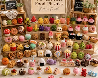 Amigurumi Food Crochet PATTERN Bundle, Fruit Veggie Dessert Plushies, Beginner Friendly PDF, Instant Download Mega Pack