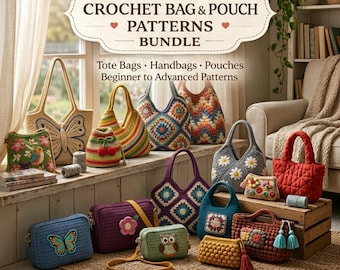 Mega Crochet Bag Pattern Bundle PDF | Tote Purse Pouch Crossbody Crochet Pattern Collection | Granny Square Bag | Boho Crochet Bag PDF