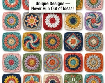 Granny Square Crochet Patterns | Mega Bundle Crochet Motifs | Blanket Afghan Block Designs | Flower Granny Squares | Crochet Collection