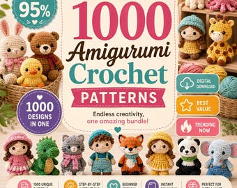 Amigurumi Crochet Patterns Bundle PDF | Mega Crochet Pattern Bundle | Animals Dolls Toys |Beginner Friendly | Save 95%,Instant Download