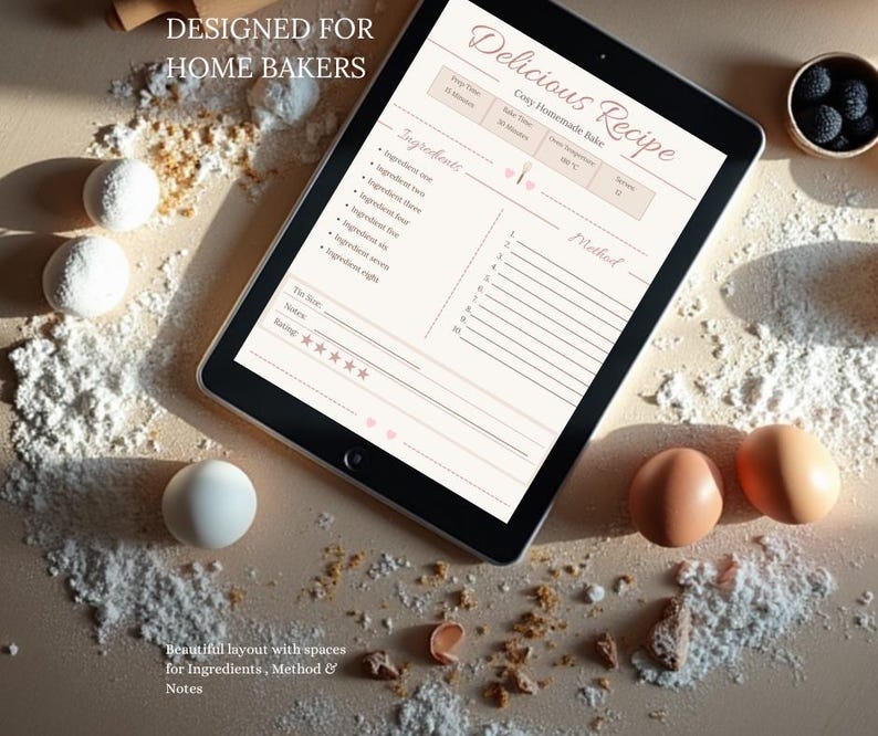 Cosy Recipe Canva Template, Editable Recipie Planner, Home Baker and