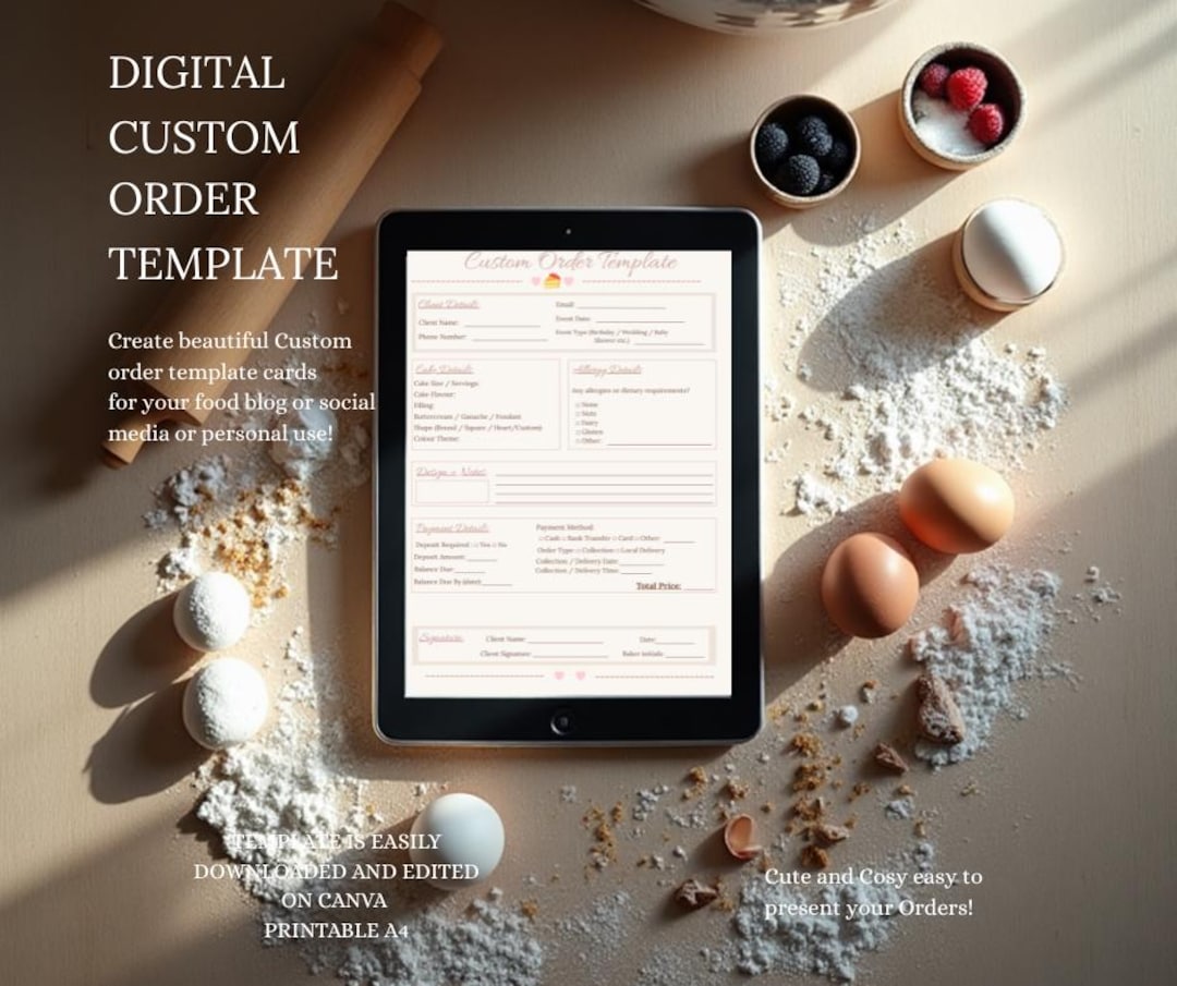 Custom Cake Order Form Template | Editable Bakery Order Form | Digital ...
