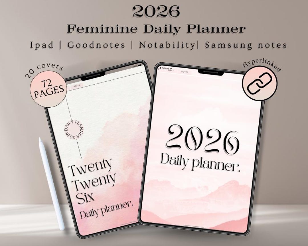 2026 Feminine Daily Digital Planner, Digital Planner for Woman, iPad ...