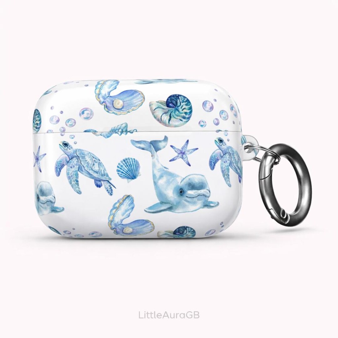Watercolor Sea Creatures AirPod Case: Protective Shell, Carabiner Clip ...