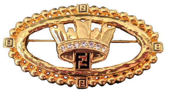 Fendi Gold Tone Vintage Brooch - image 1