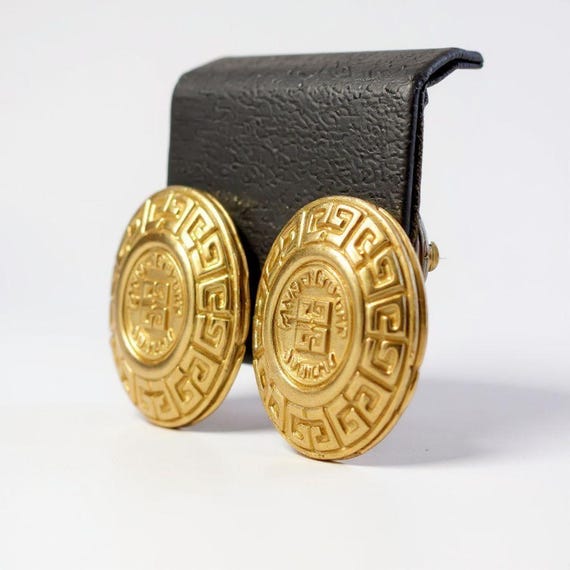 Vintage Givenchy Gold Medallion Earrings: 1980s G… - image 4