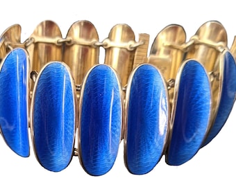Vintage David Andersen Sterling Silver Guilloché Enamel Bracelet: Mid-Century Modern Norwegian Jewelry