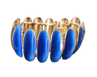 Antique David Andersen Sterling Silver Blue Guilloche Enamel Belt Sash Buckle THE TREASURER | 1940s .925 Albert Scharning Norway silver  main image 4