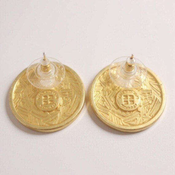 Vintage Givenchy Gold Medallion Earrings: 1980s G… - image 3