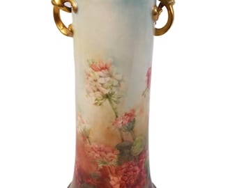 Antique Limoges WG & Co Porcelain Tall Vase