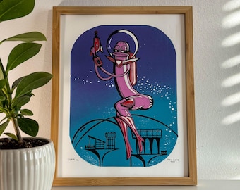 Retro Futurism Hot Dog Print – Space Age Kitchen Wall Art