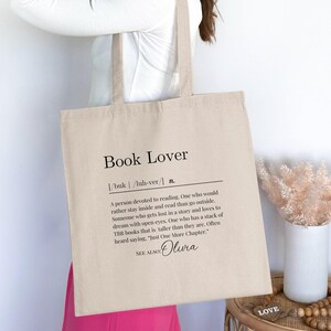 Book Lover Tote Bag Funny Definition Tote Bag, Bibliophile Gift, Cute Bookish Tote, Reader Gift, Engraved Tote Bag, Bookworm Tote Bag