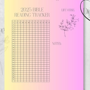 2025 Yearly Bible Reading Log Checklist, Bible Study Planner, Bible tracker Christian Planner Scripture Reading Chart Faith Planner log Pink
