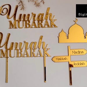 Umrah Mubarak Cake Topper Laser Cut File , SVG DXF., Islamic decor Acrylic , Islamic Cut File commercial use