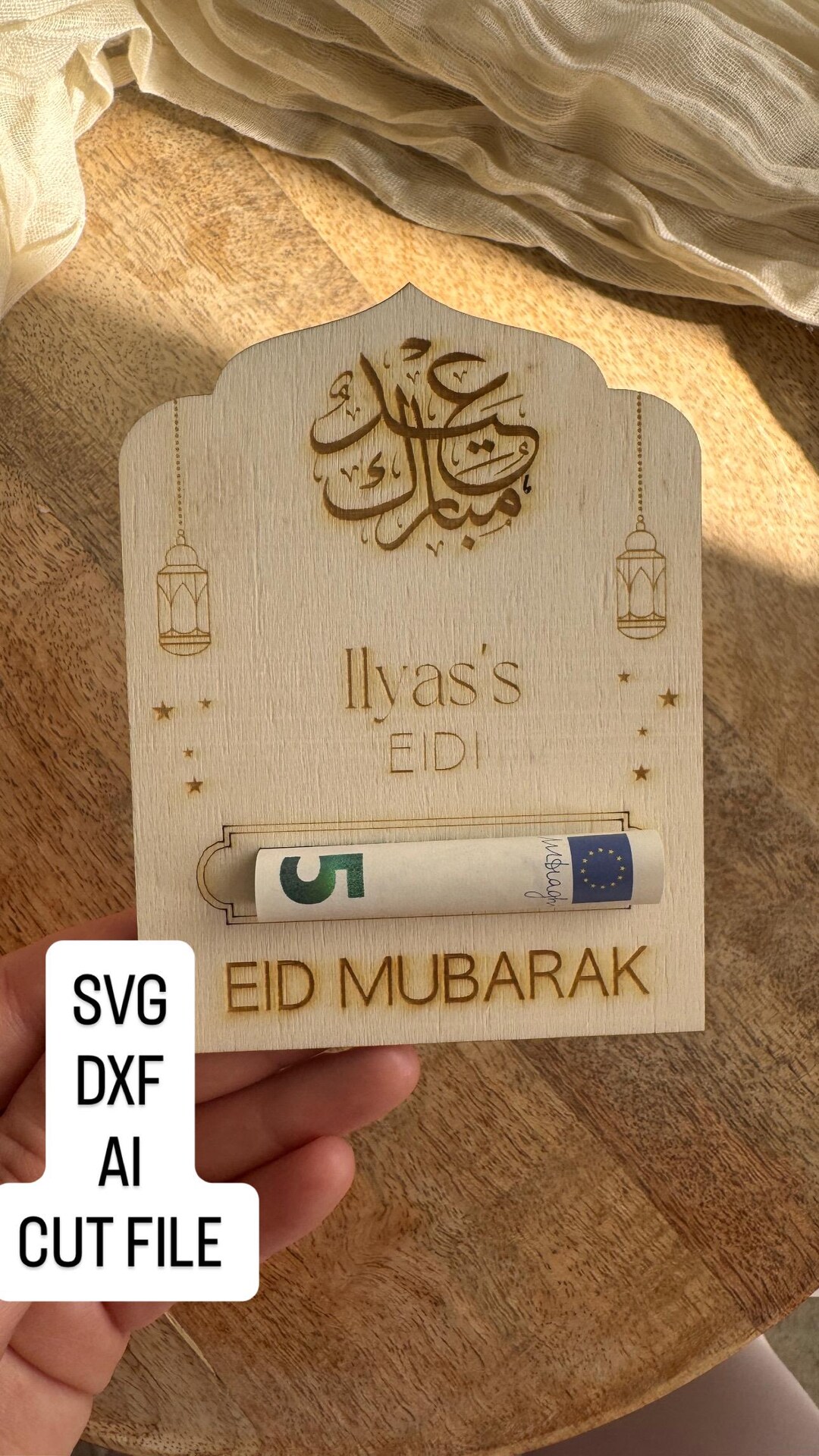 Eid Money Holder Laser Cut File , Eid Mubarak SVG DXF AI , Islamic Eid ...