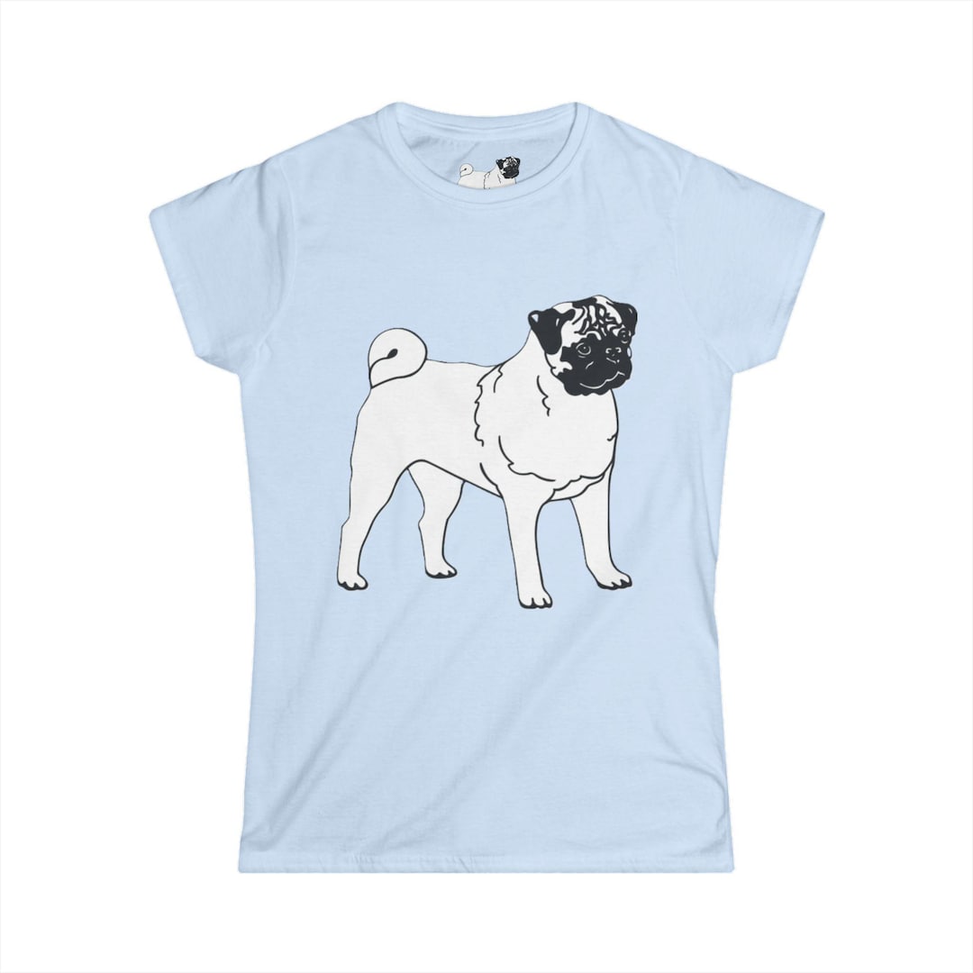 Pug Illustration Tee | Black Line Art Pug, Dog Lover Shirt - Etsy