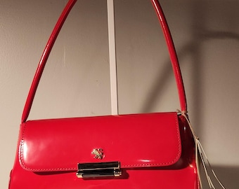 Pratesi Italian Designer Red Polished Calf Leather Satchel Bag with dust bag NWT