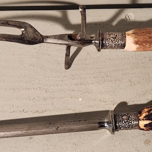 Harrison Bros and Howson Sterling Antler Carving Fork and