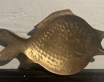 Brass Fish Trinket Jewelry Tray Vintage