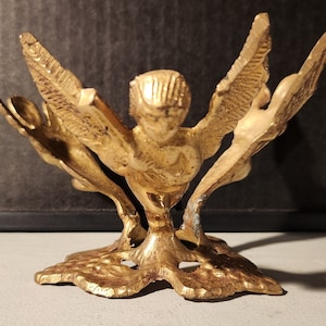 Brass Orb Sphere Holder Plant Holder Bowl Holder Angels Cherubs Playing Instruments