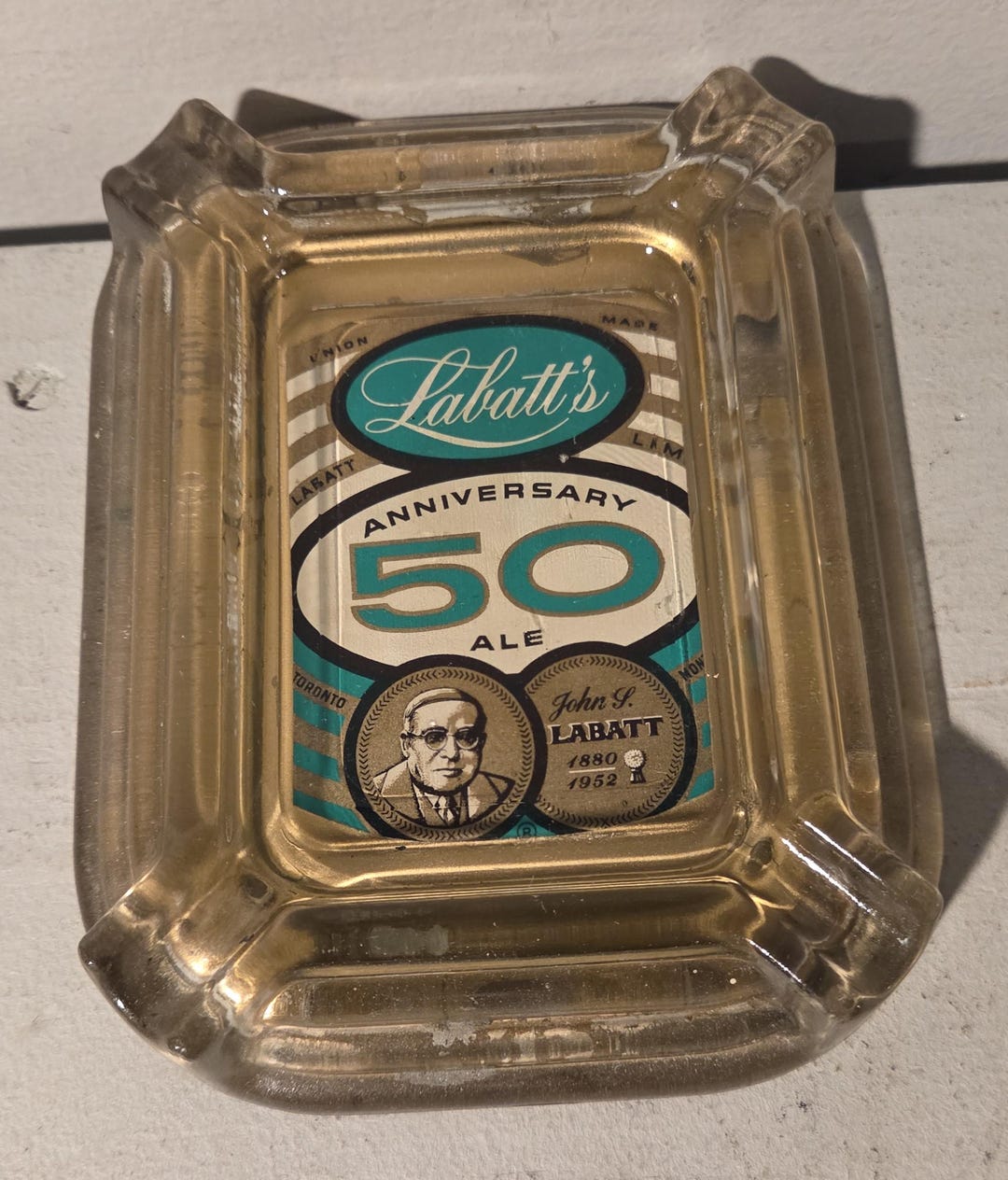 Vintergön Rabatt Vintage 1970s Labatt's 50th Anniversary Glass Ashtray - Etsy
