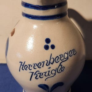 Vintage Cobalt Blue Salt Glazed Stoneware Pitcher Rotterburger Krügle