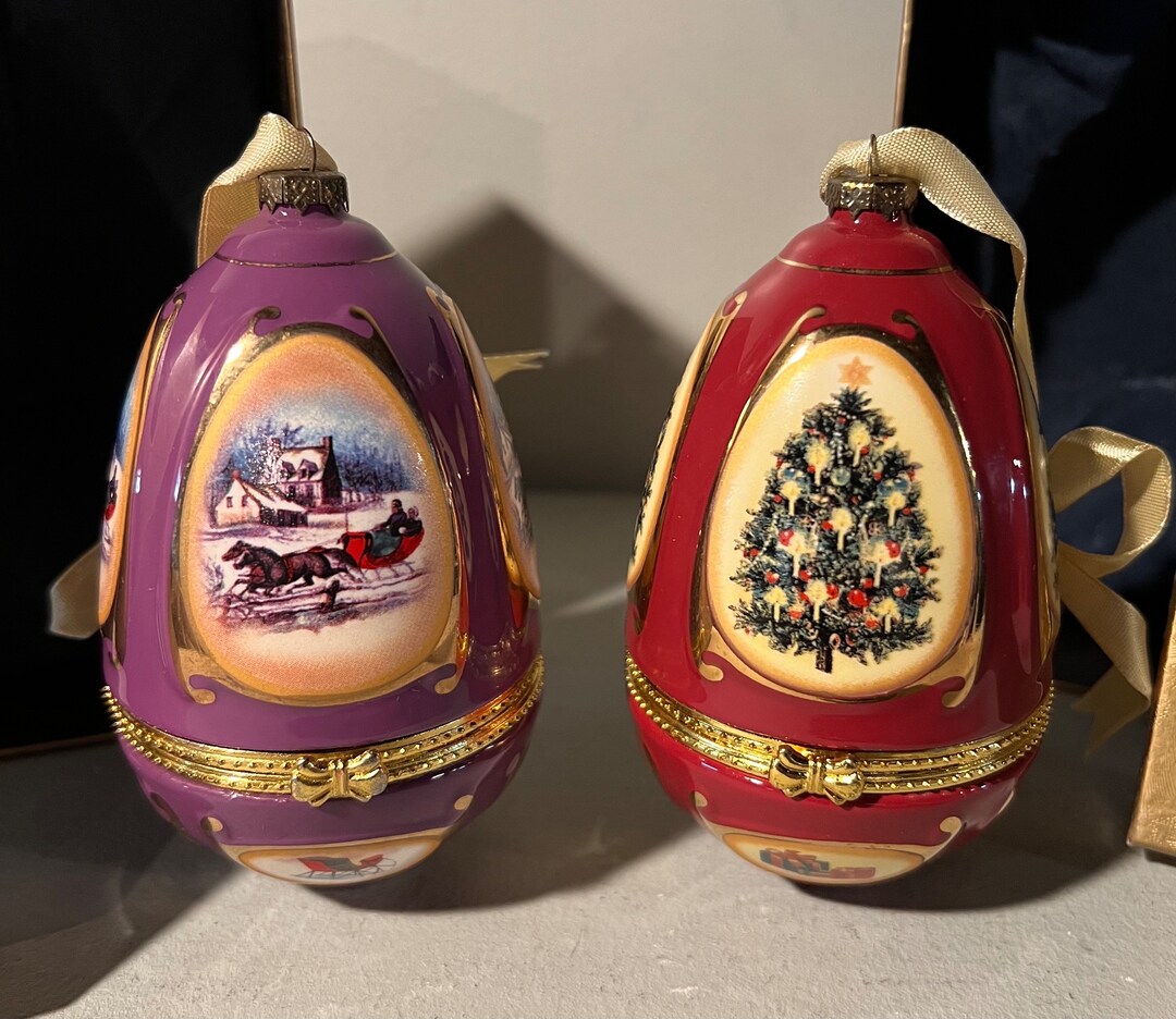 Mr. Christmas Porcelain Musical Ornament Egg Music Box Gift Boxed Set