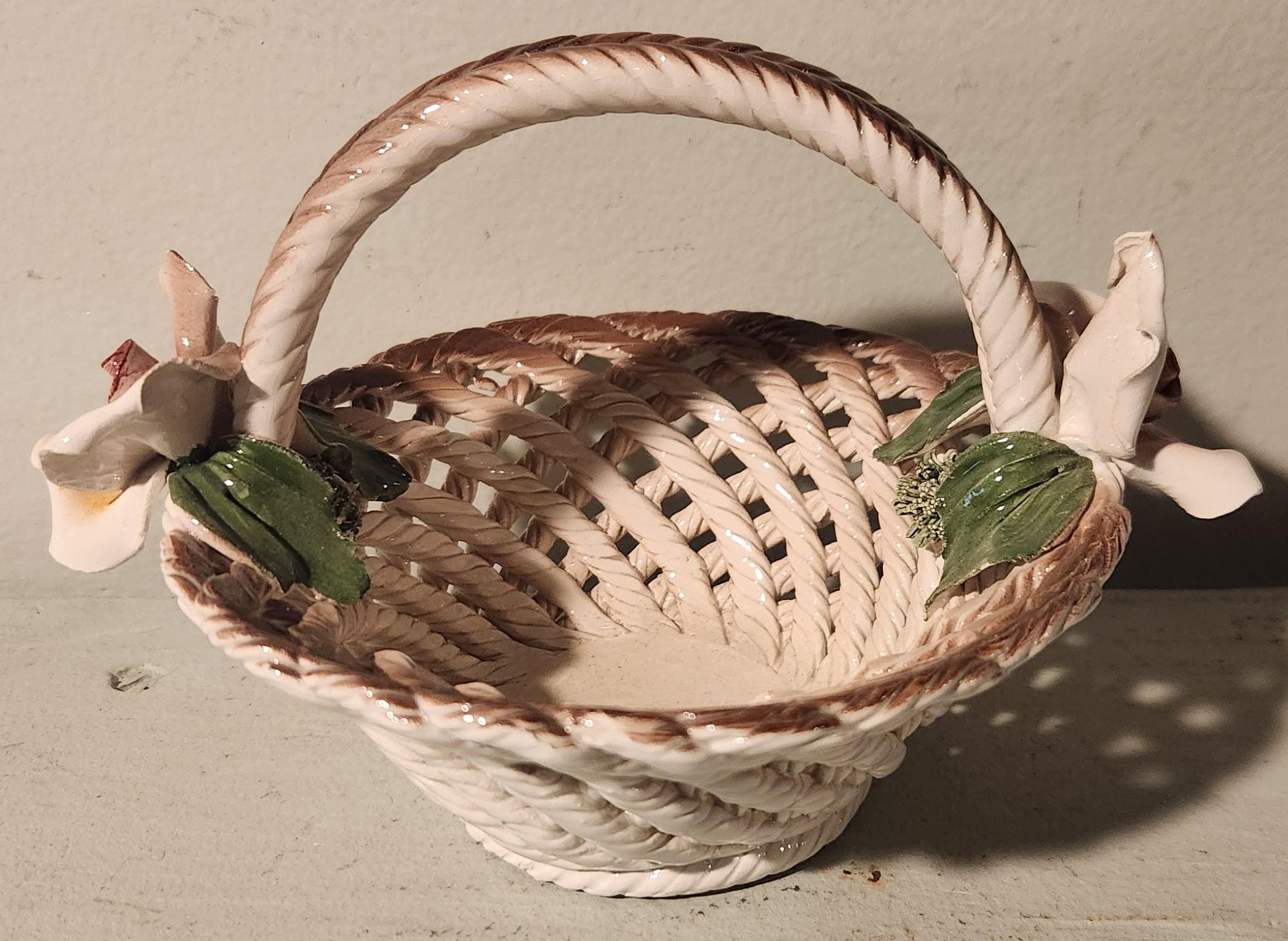 ジノリ？　イタリア製　花籠　陶磁器 ジノリ？ イタリア製 花籠 陶磁器