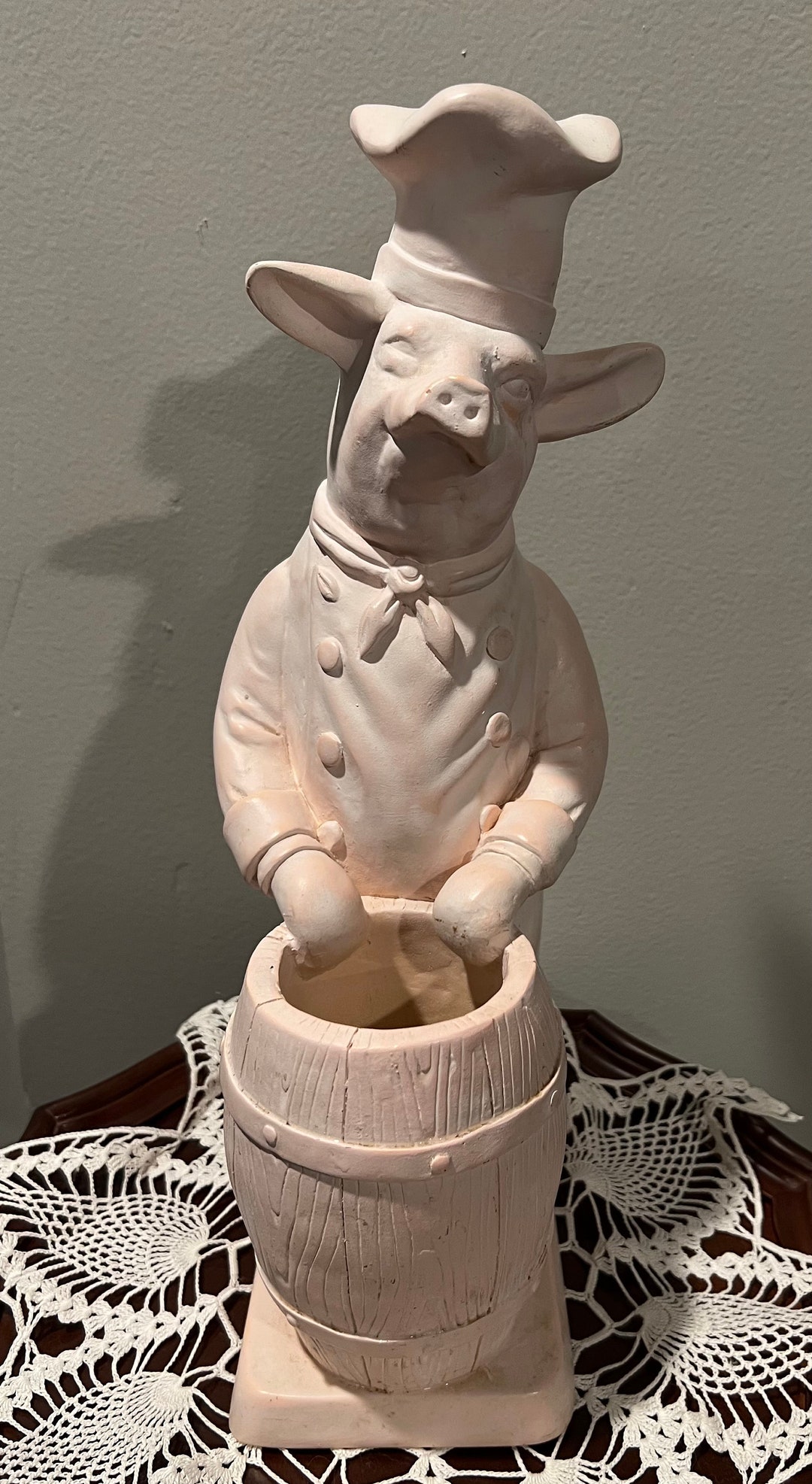 Vintage Chef Pig Statue Kitchen 1997 Fleur De Lis French Etsy