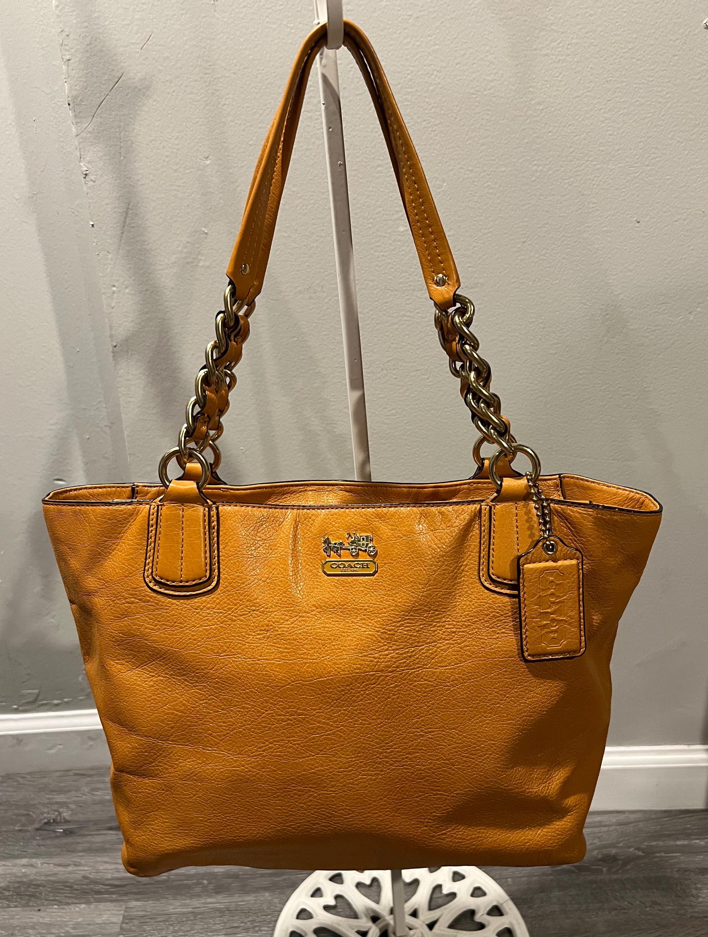 Coach Madison Shoulder Bag Purse Brown Camel Leather With Dust Bag
