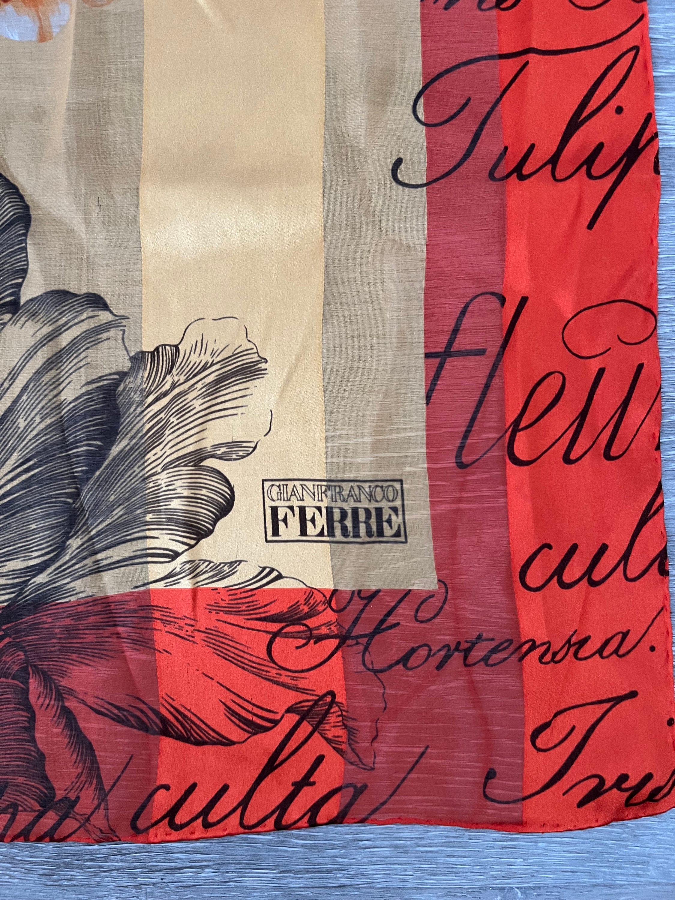 Gianfranco Ferré Silk Scarf Floral - Etsy