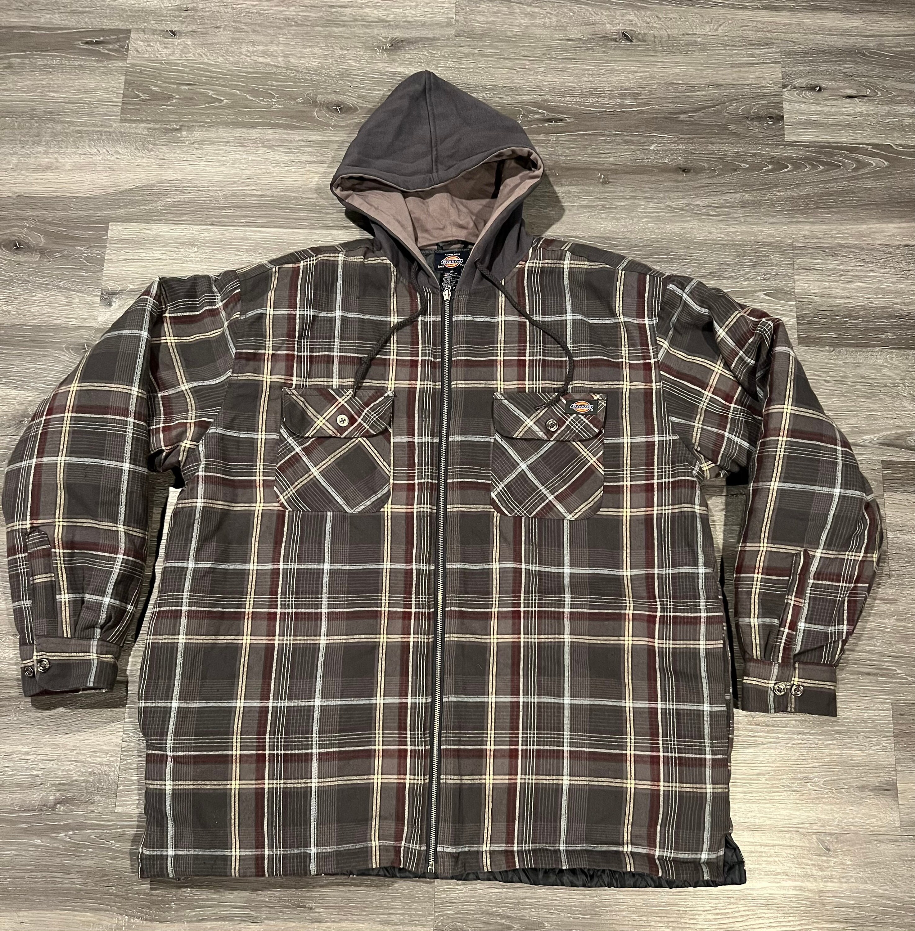 Dickies Workwear Jacket XL Hooded Quilt Lined Plaid Vintage Etsy