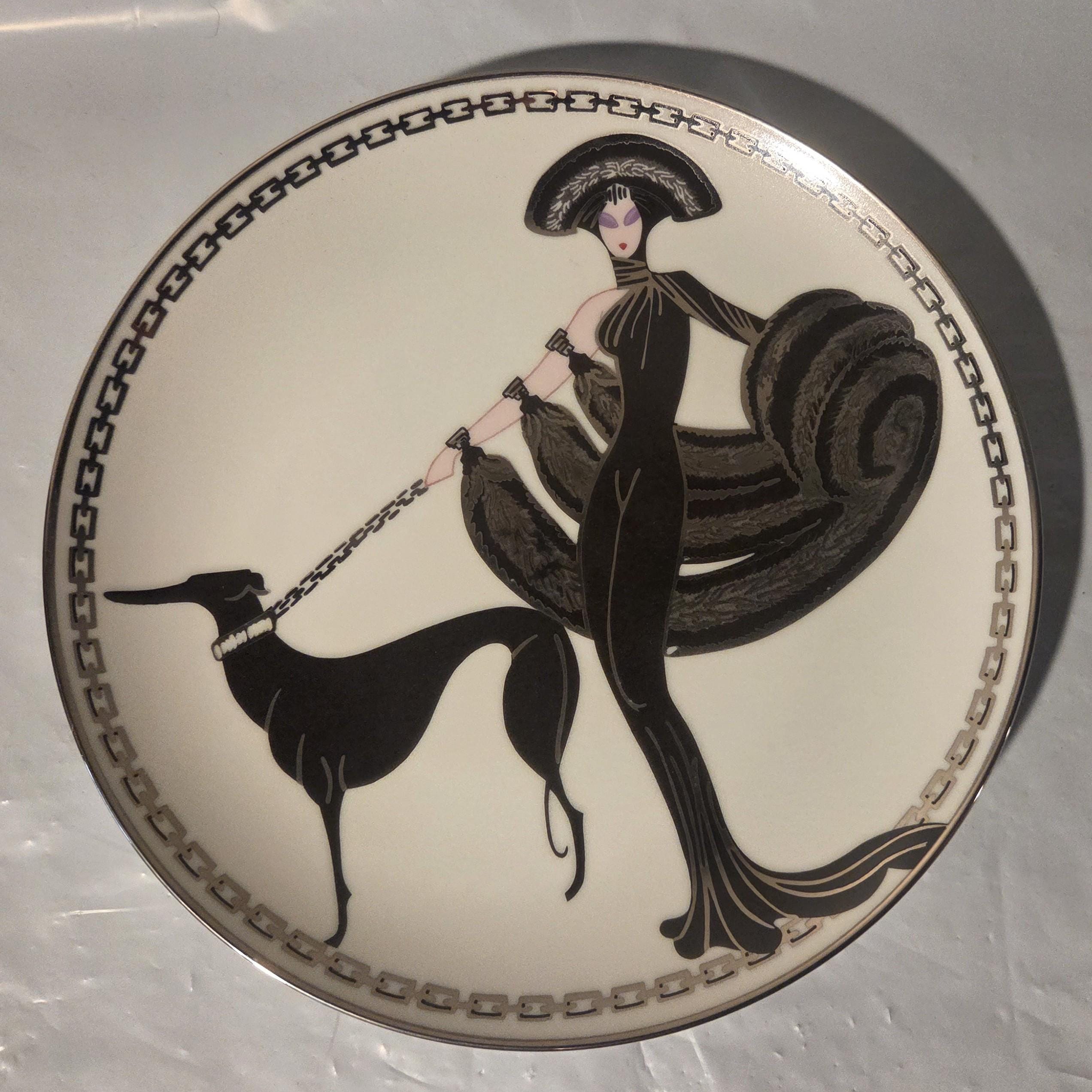 Erte Plate Symphony in Black - Etsy