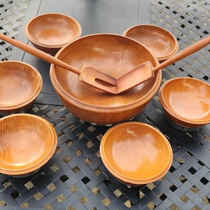 Hellerware Wood and Chrome Salad Bowl, Pedestal, Chromium, Vintage Mid-century Serving Bowl