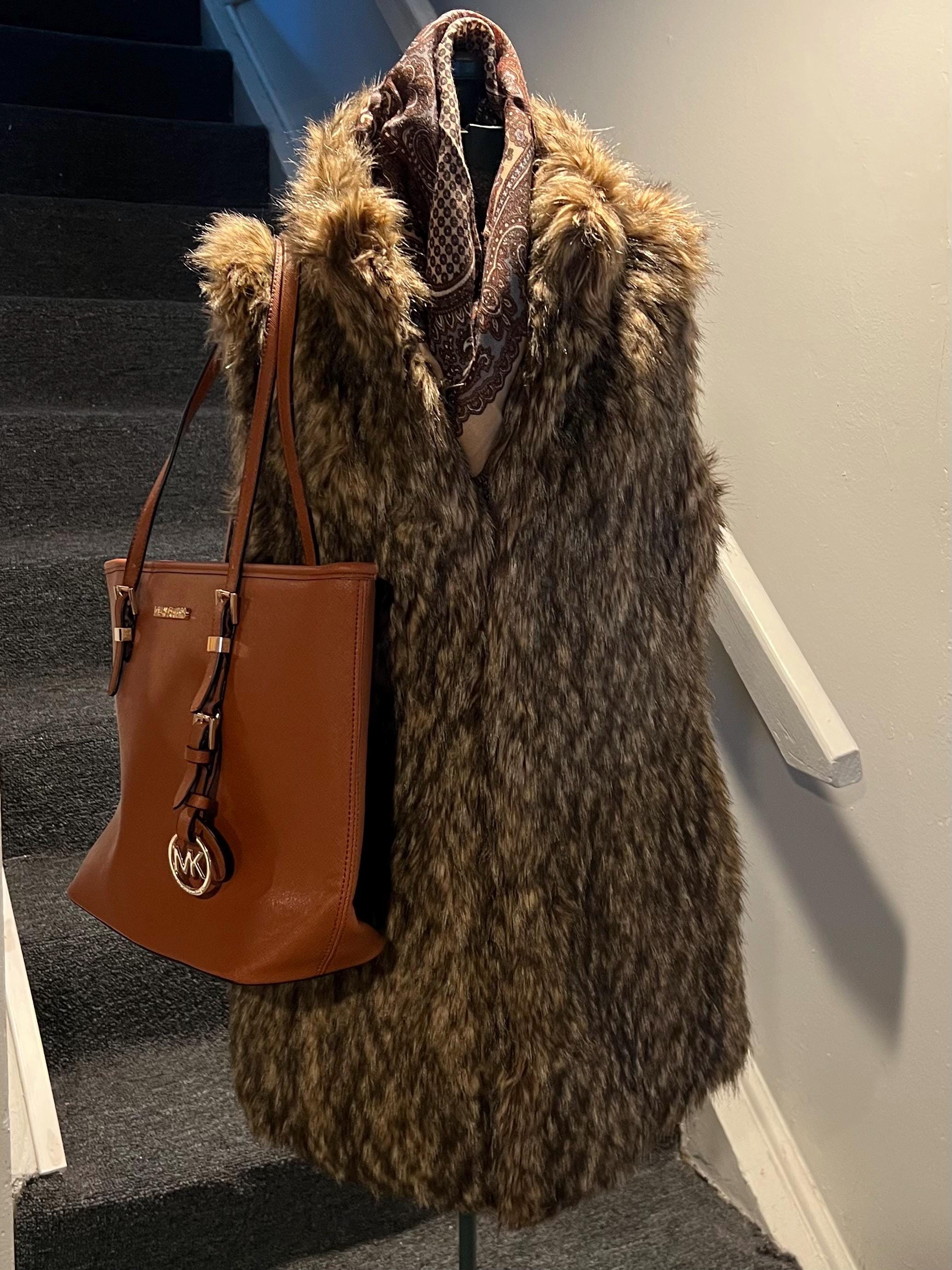 Michael Kors Brown Faux Fur Vest Raccoon Womens Size Medium