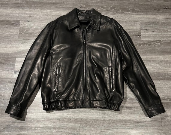 Knoles Carter Black Soft Leather Jacket Removable Lining Men s XL Etsy Canada
