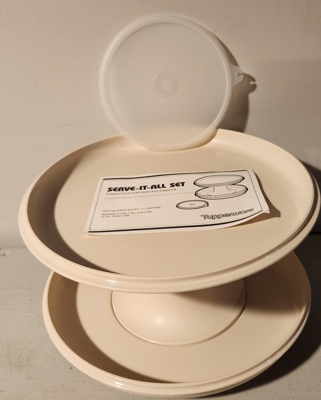 New Beige Vintage Tupperware Serve It All Set Pedestal Plate Etsy