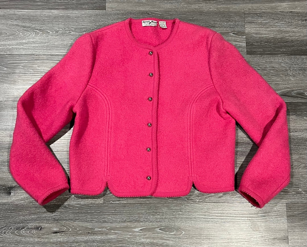 Cardigan Sweater Carroll Reed Ski Shops New Hampshire Size 14 Pink