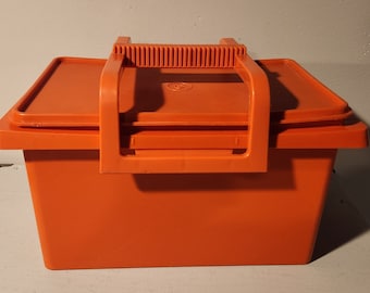 Tupperware Carryall Storage Container with LID & HANDLE 1431 Orange Vintage