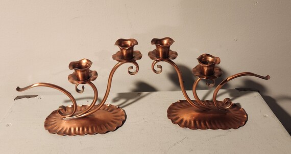 Vintage Gregorian Copper 421 Handmade Taper Candle Holders W