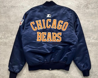 Vintage 90s Starter NFL Pro Line Chicago Bears Satin Bomber Jacket