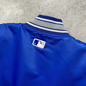 Vintage 90s Kansas City Royals Satin Bomber Jacket Red Letterman Jacket image 4