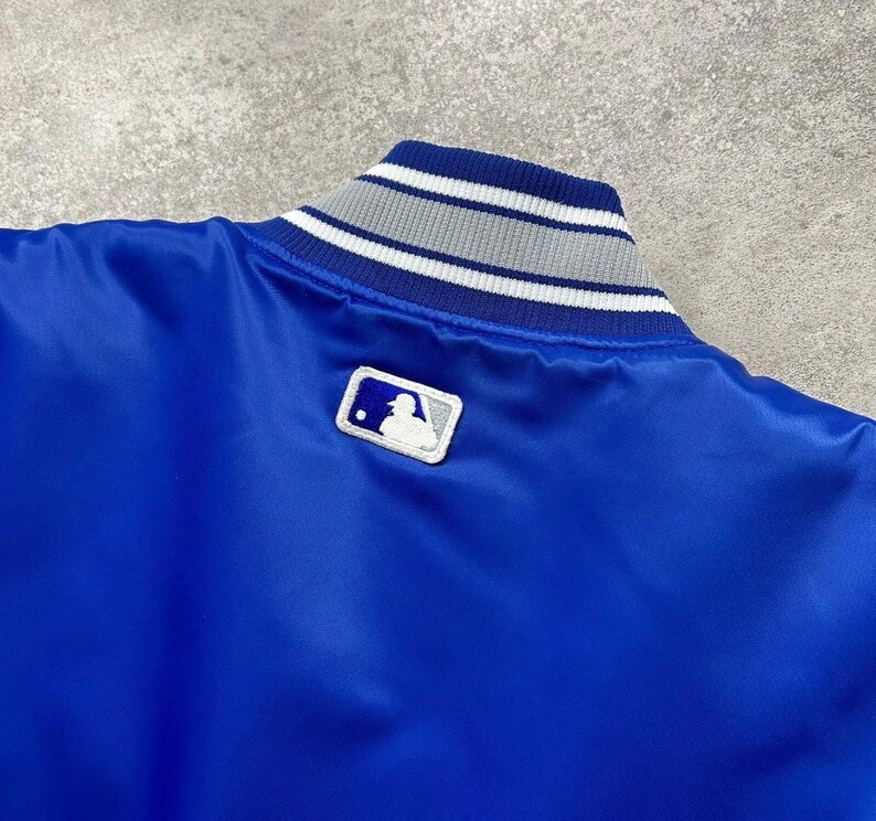 Vintage 90s Kansas City Royals Satin Bomber Jacket Red Letterman Jacket image 4