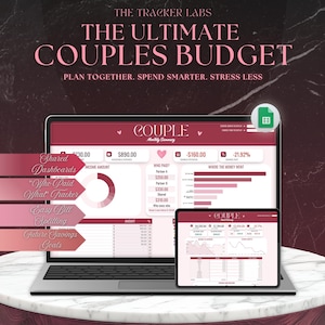 Tracker del budget di coppia Fogli Google / Pianificatore finanziario delle spese condivise (download digitale)