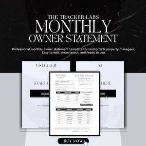 Monatliche Eigentümer Erklärung Vorlage für Grundbesitzer | Canva Bearbeitbar | A4 & US Letter