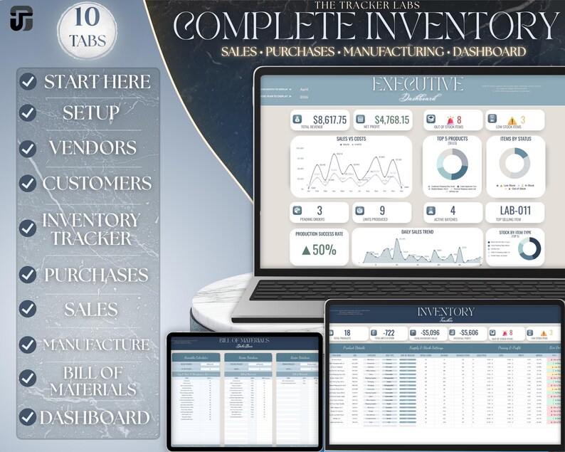 Inventory Tracker Google Sheets, Sales and Purchases, Stock Management ...