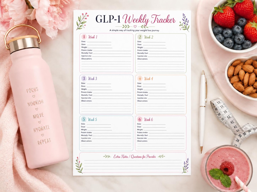 GLP-1 Weekly Tracker Printable | Weight Loss Journey Tracker ...