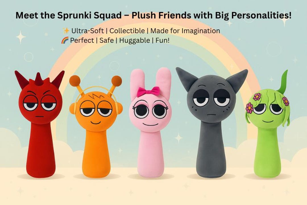 Sprunki Plush Dolls Set, Soft Character Stuffed Plushies, Kids ...