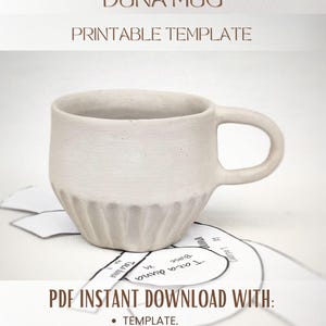 Duna #2 Mug Template PDF | Slab Mug Pattern | Printable Pottery Template | Handbuilding Mug | DIY Ceramic Mug | Instant Download
