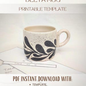 Delta Ceramic Mug Template PDF | Slab Mug Pattern | Printable Pottery Template | Handbuilding Ceramics | DIY Mug | Instant Download